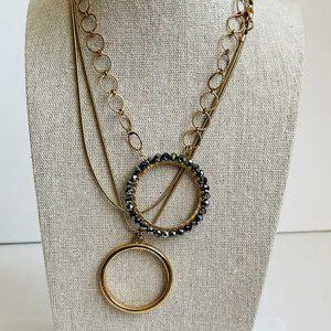 Lori Lori Gold Tone Hoop Pendant Necklaces Bundle Lot of 2